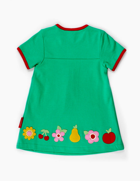 Short Sleeve T-Shirt Dress -Fruit-Flower Appliqué