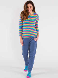 Women Long Sleeved Swanmore Top -Rainbow Striped