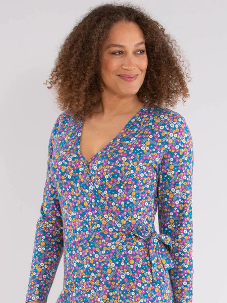 Women Highcliffe Jersey Long Sleeve Dress -Faraway Ditsy Print