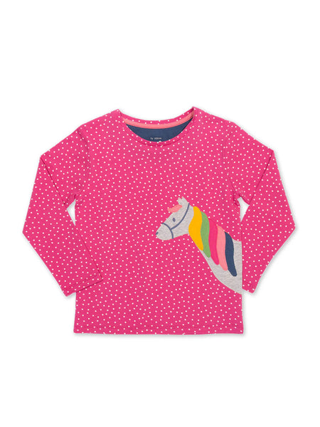 Rainbow Pony Pink Dots Long Sleeve T-Shirt