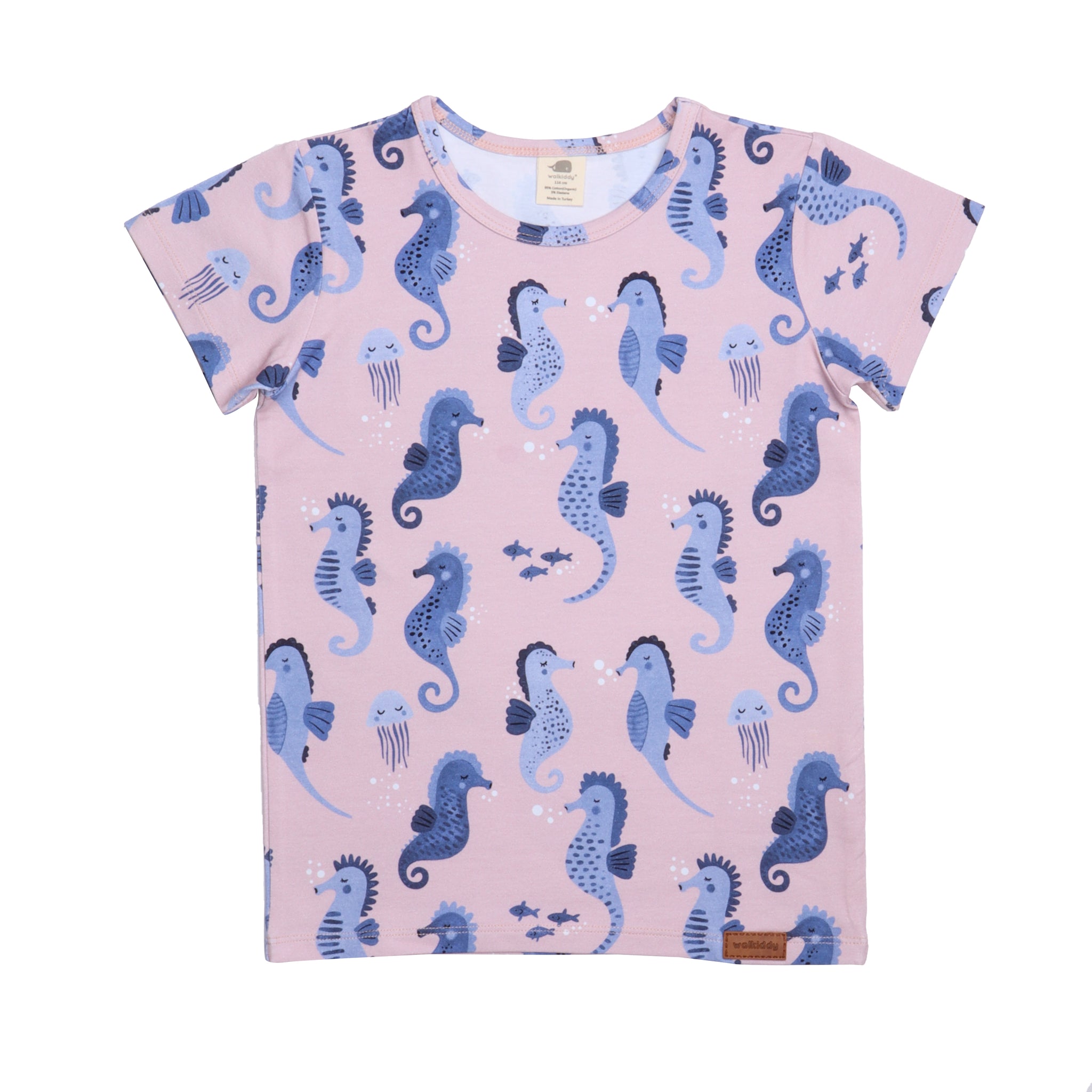 Short Sleeve T-Shirt -Blue Seahorses Print