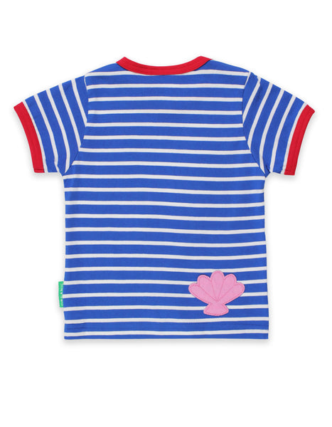Short Sleeve Striped T-Shirt -Seahorse Appliqué